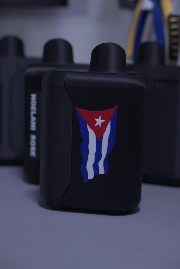Custom Cuban flag design printed on a black panel