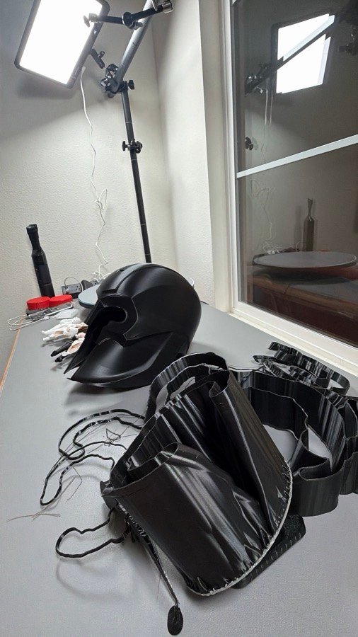 Large format cosplay helmet and tactical vest build
