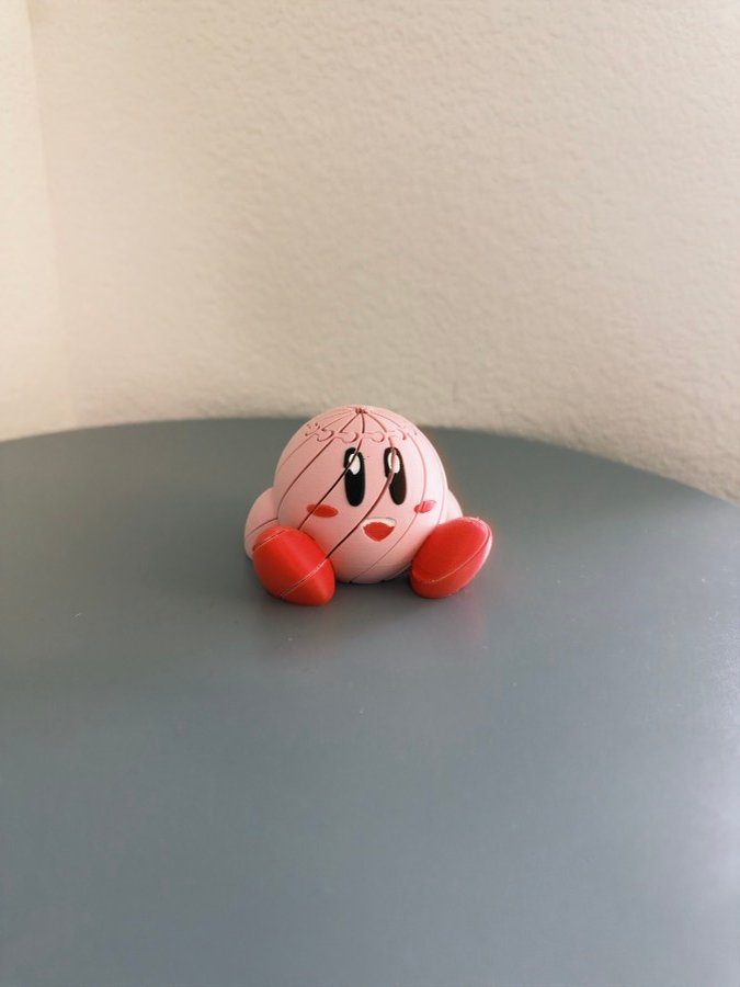 Custom printed and painted Kirby figure