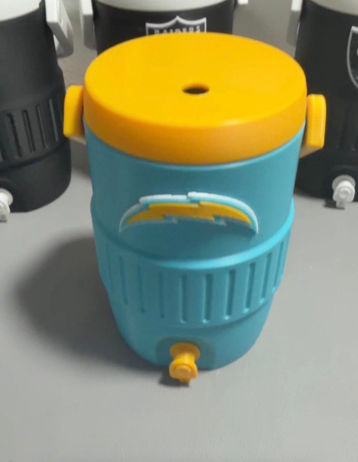 Blue and yellow mini team water cooler