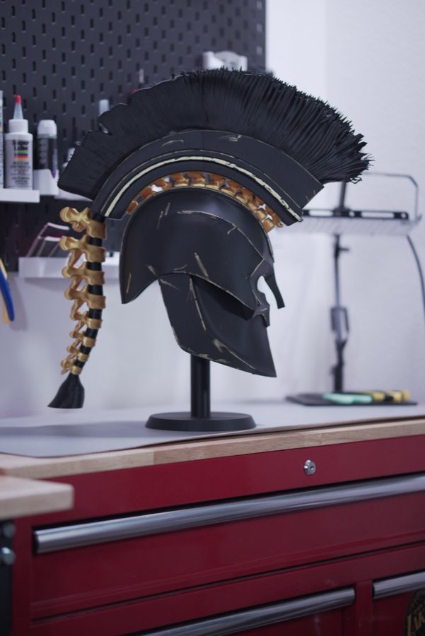Side view of the Spartan helmet